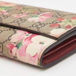 Gucci Multicolor GG Supreme Canvas and Leather Blooms Continental Wallet 