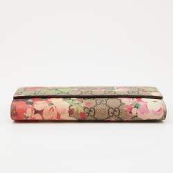 Gucci Multicolor GG Supreme Canvas and Leather Blooms Continental Wallet 