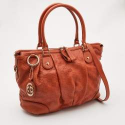 Pre Owned Gucci Orange Guccissima Leather Sukey Tote