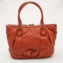 Pre Owned Gucci Orange Guccissima Leather Sukey Tote