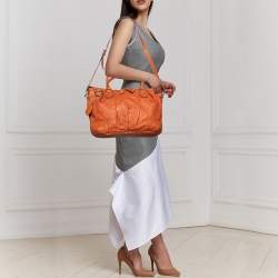 Pre Owned Gucci Orange Guccissima Leather Sukey Tote