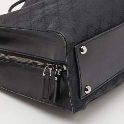 مملوكة مسبقًا Gucci Black GG Canvas and Leather Braided Handle Tote