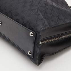 مملوكة مسبقًا Gucci Black GG Canvas and Leather Braided Handle Tote