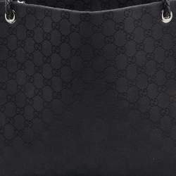 مملوكة مسبقًا Gucci Black GG Canvas and Leather Braided Handle Tote