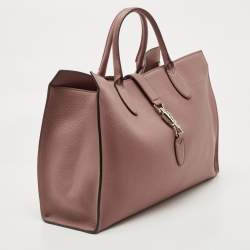 Pre Owned Gucci Old Rose Leather Medium Soft Jackie Tote