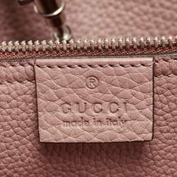 Pre Owned Gucci Old Rose Leather Medium Soft Jackie Tote