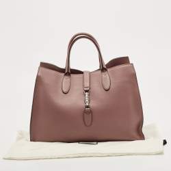 Pre Owned Gucci Old Rose Leather Medium Soft Jackie Tote