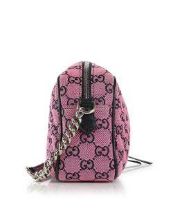 Pre Owned Gucci Pink & Black Canvas Small Diagonal Quilted GG Shoulder Bag