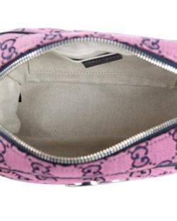 Pre Owned Gucci Pink & Black Canvas Small Diagonal Quilted GG Shoulder Bag