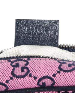 Pre Owned Gucci Pink & Black Canvas Small Diagonal Quilted GG Shoulder Bag