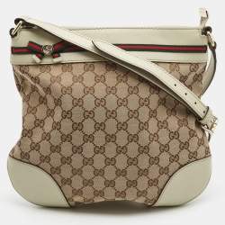 Pre Owned Gucci Beige/Brown GG Canvas and Leather Mayfair Bow Crossbody Bag