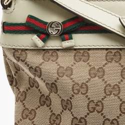 Pre Owned Gucci Beige/Brown GG Canvas and Leather Mayfair Bow Crossbody Bag