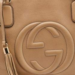Pre Owned Gucci Beige Leather Soho Working Tote