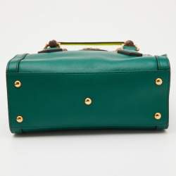 Pre Owned Gucci Green Leather Mini Diana Tote