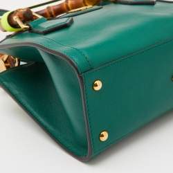 Pre Owned Gucci Green Leather Mini Diana Tote