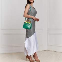 Pre Owned Gucci Green Leather Mini Diana Tote