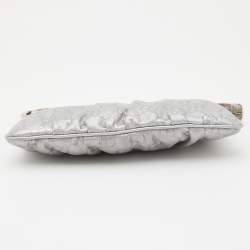 Gucci Silver Guccissima Leather Interlocking G Wristlet Clutch