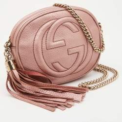 Gucci Metallic Pink Leather Mini Soho Disco Chain Crossbody Bag