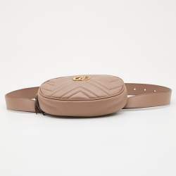 Gucci Beige Matelasse Leather GG Marmont Belt Bag