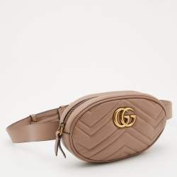 Gucci Beige Matelasse Leather GG Marmont Belt Bag