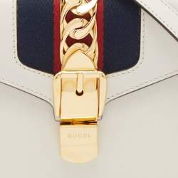 Pre Owned Gucci Off White Leather Mini Sylvie Top Handle Bag