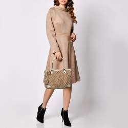 Pre Owned Gucci Beige GG Canvas and Leather Sukey Tote