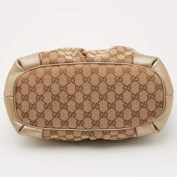 Pre Owned Gucci Beige GG Canvas and Leather Sukey Tote