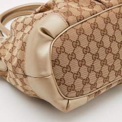 Pre Owned Gucci Beige GG Canvas and Leather Sukey Tote