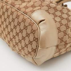 Pre Owned Gucci Beige GG Canvas and Leather Sukey Tote