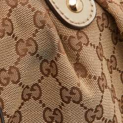 Pre Owned Gucci Beige GG Canvas and Leather Sukey Tote