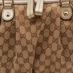 Pre Owned Gucci Beige GG Canvas and Leather Sukey Tote