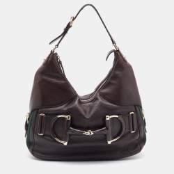 Horsebit Medium GG Calf Hair Shoulder Bag in Black - Gucci