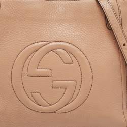 Pre Owned Gucci Beige Leather Soho Tassel Tote