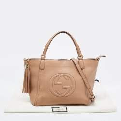 Pre Owned Gucci Beige Leather Soho Tassel Tote