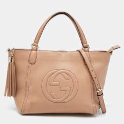 Gucci Beige Leather Soho Tassel Tote