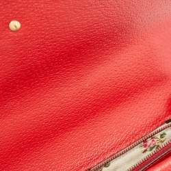 Pre Owned Gucci Red Floral Embroidered Leather Small Dionysus Shoulder Bag