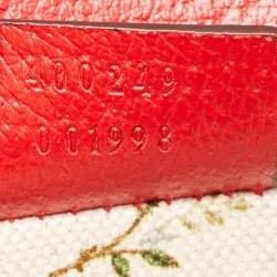Pre Owned Gucci Red Floral Embroidered Leather Small Dionysus Shoulder Bag