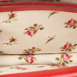Pre Owned Gucci Red Floral Embroidered Leather Small Dionysus Shoulder Bag