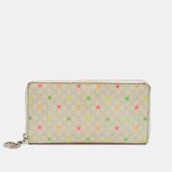 Gucci White Star Print GG Supreme Canvas Continental Wallet