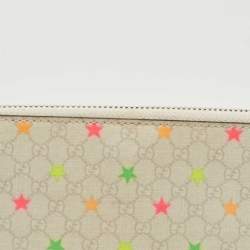 Gucci White Star Print GG Supreme Canvas Continental Wallet