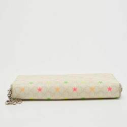 Gucci White Star Print GG Supreme Canvas Continental Wallet