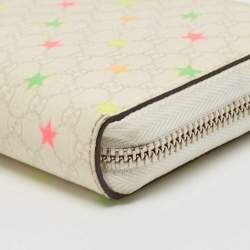 Gucci White Star Print GG Supreme Canvas Continental Wallet