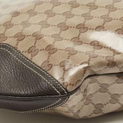 Pre Owned Gucci Beige/Brown Crystal GG Canvas and Leather Princy Hobo
