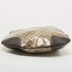 Pre Owned Gucci Beige/Brown Crystal GG Canvas and Leather Princy Hobo