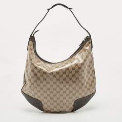 Pre Owned Gucci Beige/Brown Crystal GG Canvas and Leather Princy Hobo