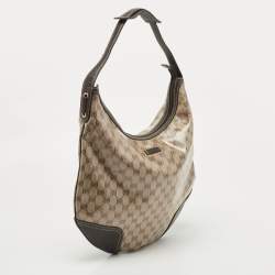 Pre Owned Gucci Beige/Brown Crystal GG Canvas and Leather Princy Hobo