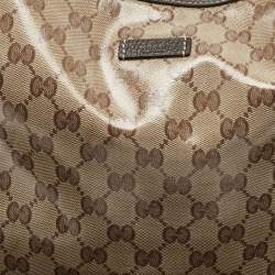 Pre Owned Gucci Beige/Brown Crystal GG Canvas and Leather Princy Hobo