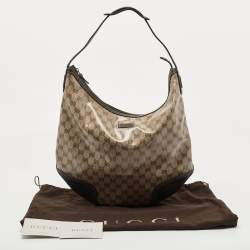 Pre Owned Gucci Beige/Brown Crystal GG Canvas and Leather Princy Hobo
