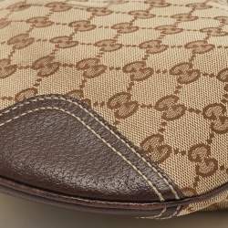Pre Owned Gucci Beige/Brown GG Canvas and Leather Small Princy Hobo