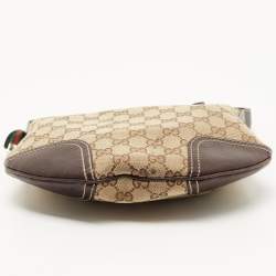 Pre Owned Gucci Beige/Brown GG Canvas and Leather Small Princy Hobo